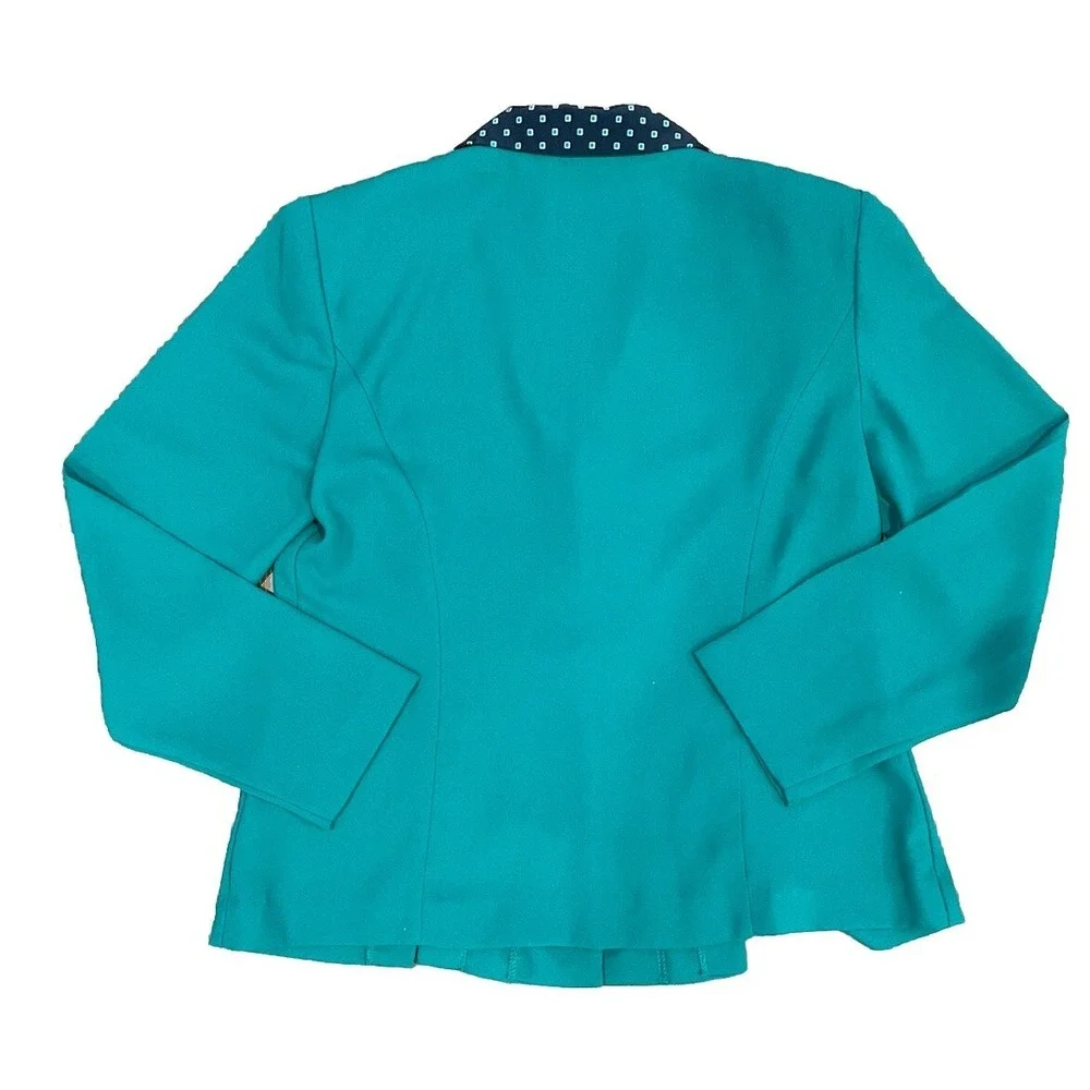VTG Leslie Fay Skirt Set Green Navy‎ Pleated Blazer Skirt Cottagecore Grandma 12